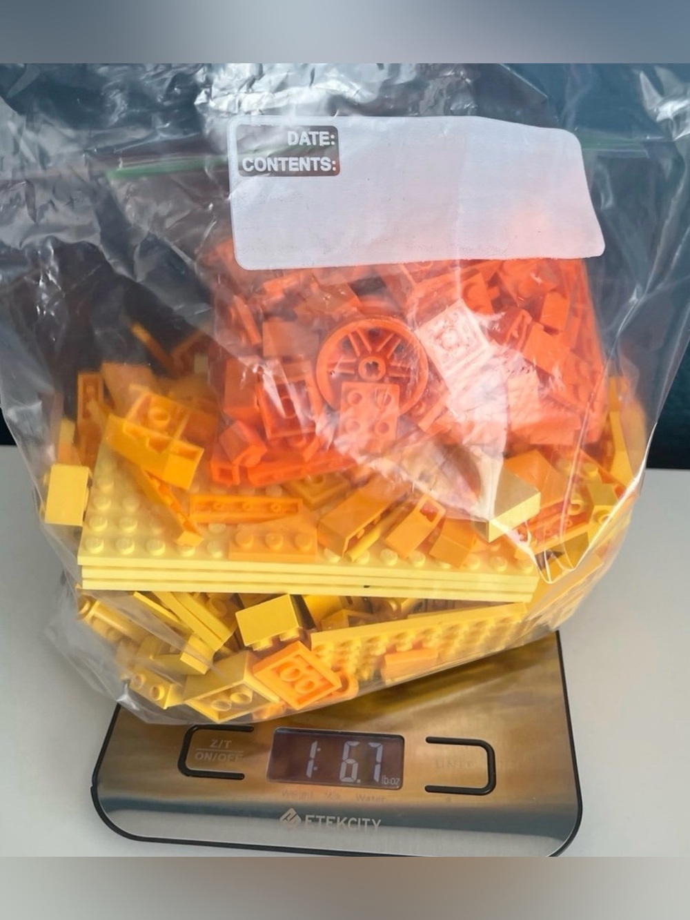 Lego 1.7lbs Yellow Orange Loose Pieces Plates Bricks